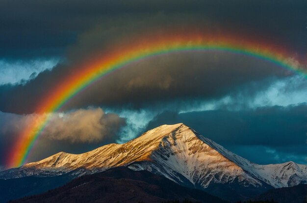 Photo rainbow over mountain vista