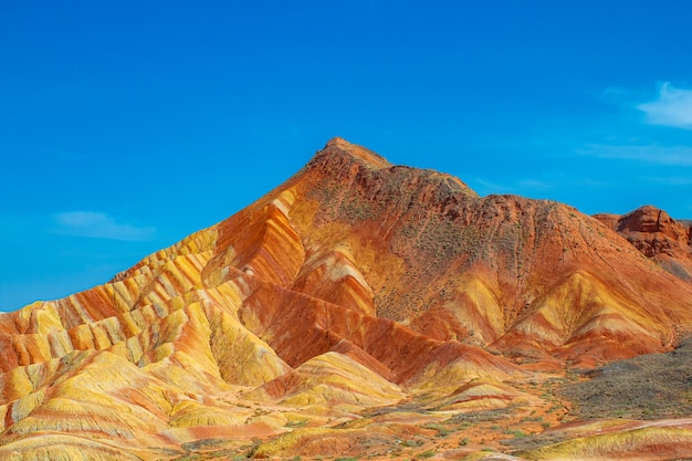 Rainbow mountain Zhangye Danxia National Geopark Gansu China Colorful landscape Background image with copy space for text