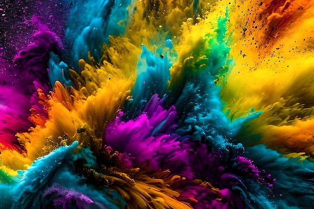 Rainbow multicolored explosion magical colorful vivid powder splash background