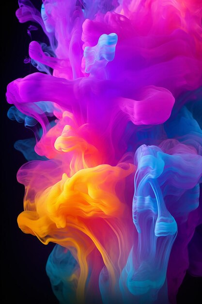 Rainbow neon liquid smoke