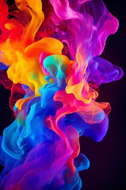 Rainbow neon liquid smoke