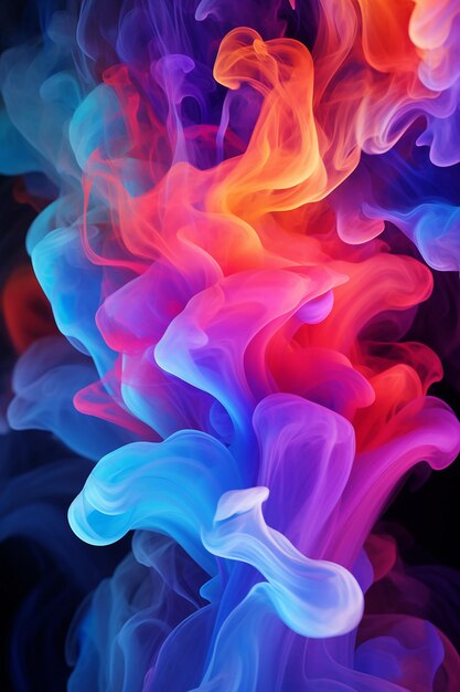 Photo rainbow neon liquid smoke