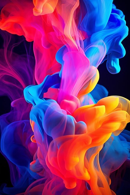 Rainbow neon liquid smoke