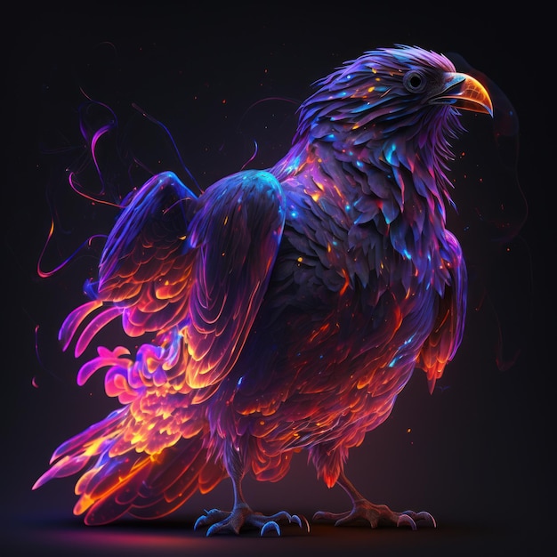 Rainbow Neon Phoenix Bird