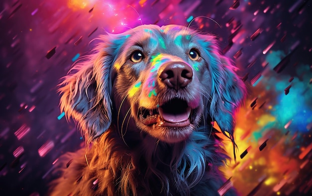 Rainbow Paws 鮮やかな色の抽象的な犬の交響曲