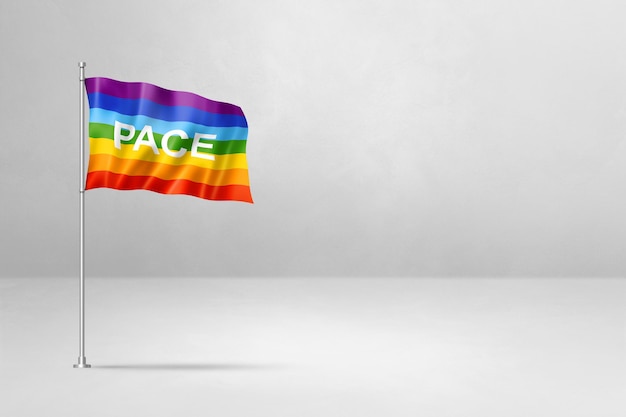 Rainbow peace pace flag isolated on white