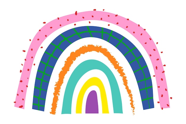 rainbow png sticker in funky doodle style