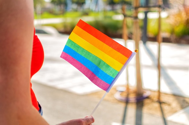 The Rainbow Pride Flag Gender queer Selective focus