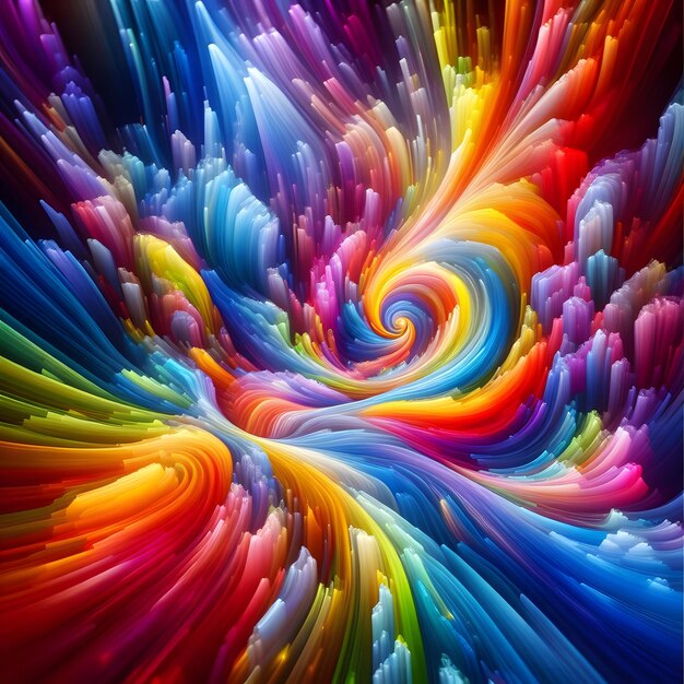 Foto rainbow rapture gekenmerkt door abstracte kleurrijke vormen die in een stralende weergave van levendige kleuren en energieke patronen cascadeeren en met elkaar verweven