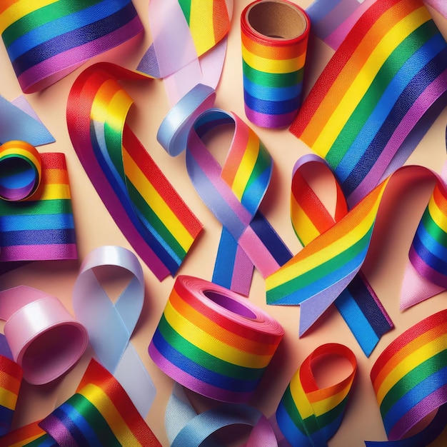 Photo rainbow ribbon lgbt symbol