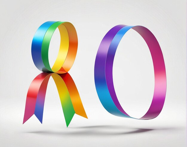 a rainbow ribbon with the letter q