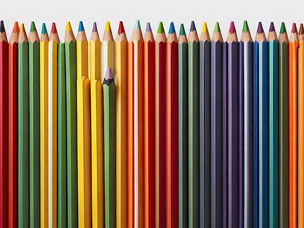 Rainbow row of colored pencils concept banner ai generative