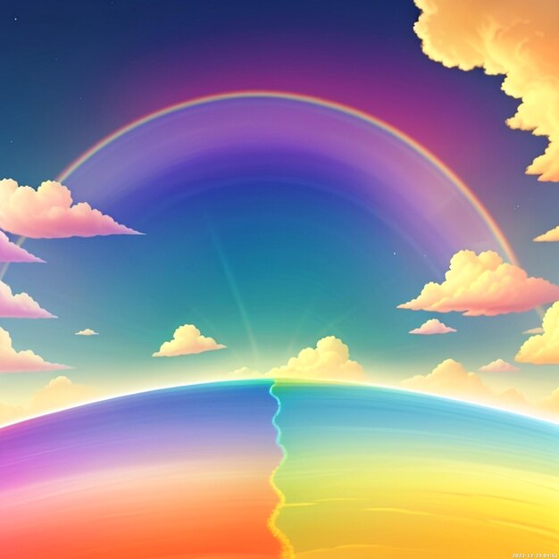 Photo rainbow sky 3d animation style gradient