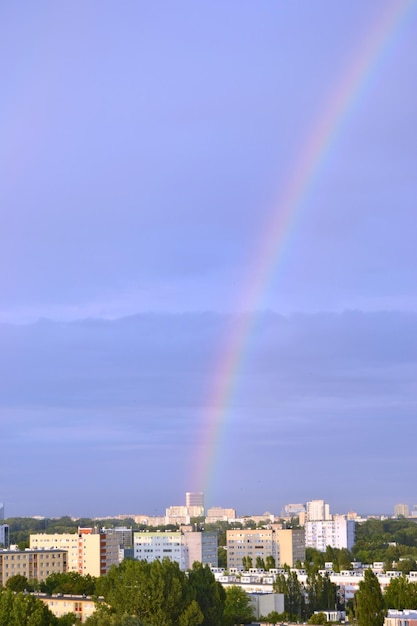 Rainbow on a sky blocks of flats