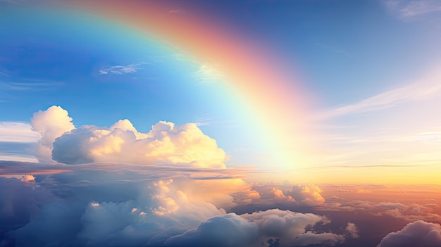 Rainbow sky clouds sun