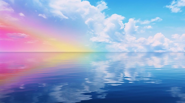 Photo rainbow in the sky and water