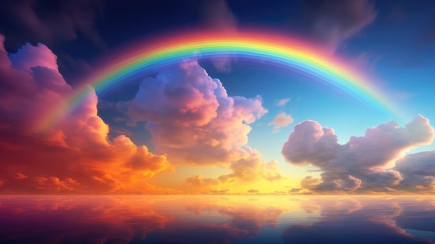 Rainbow in the sky with clouds Generative AI