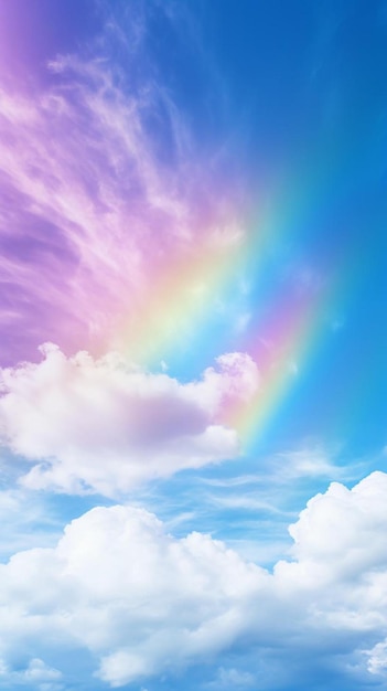 Photo rainbow in the sky with clouds