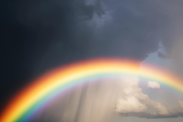 空にかかる虹とその背後にある空