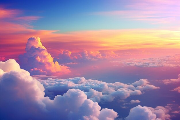 사진 구름이 가득한 하늘을 가로질러 펼쳐진 무지개