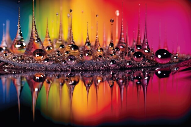 Photo rainbow spectrum reflecting on water droplets created with generative ai