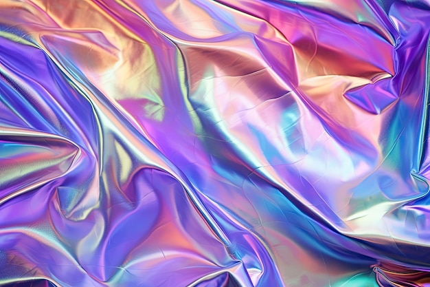 Rainbow spilled petrol plastic wrap overlay backdrop crumpled and draped textured cellophane material