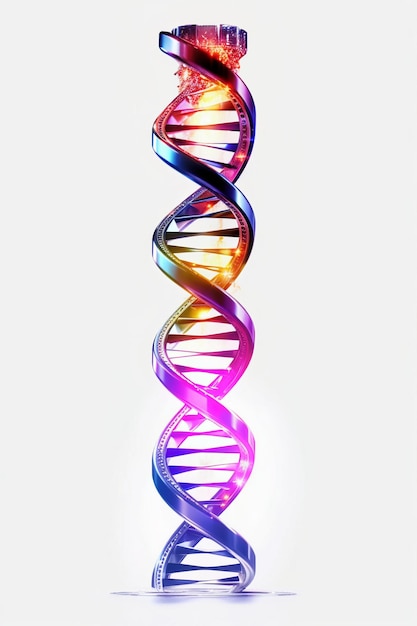 Photo a rainbow spiral of dna against a white background