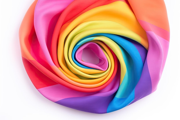 Rainbow spiral fabric on white background