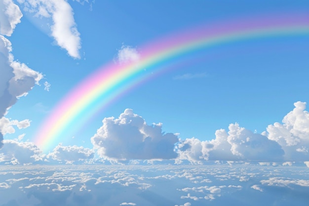 A rainbow stretching across the sky after a storm