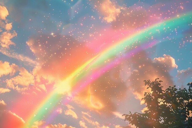 Photo a rainbow stretching across the sky