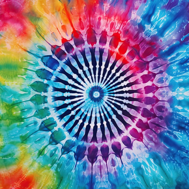 Foto rainbow tie dye spiraalpatroon abstract feestelijke kleurrijke achtergrond ronde print boho swirl verf