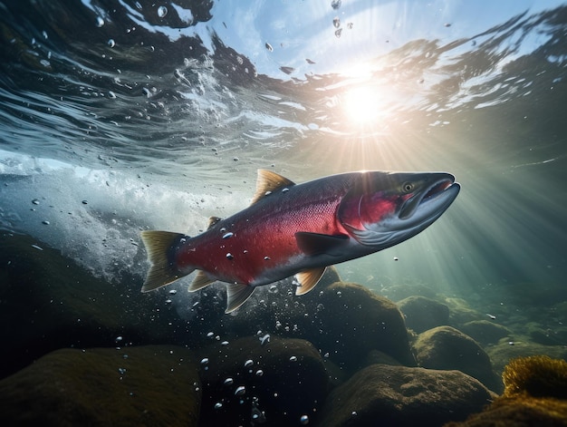 Rainbow Trout in its Natural Habitat Wildlife Photography Generative AI