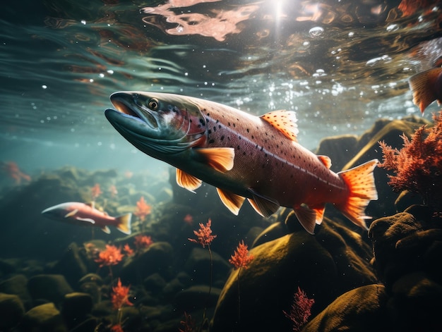 Rainbow Trout in its Natural Habitat Wildlife Photography Generative AI