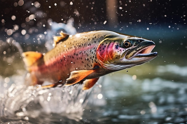 rainbow trout splashing in the river fishing fish spawning season trout jumping out of the water