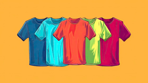 Photo rainbow of tshirts on a creative background generated by ai