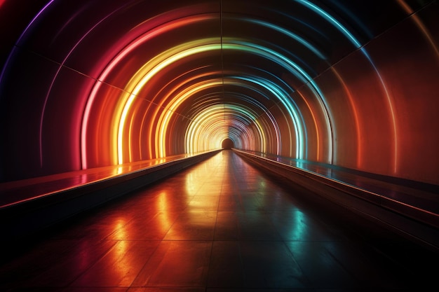 Rainbow tunnel dark Generate Ai