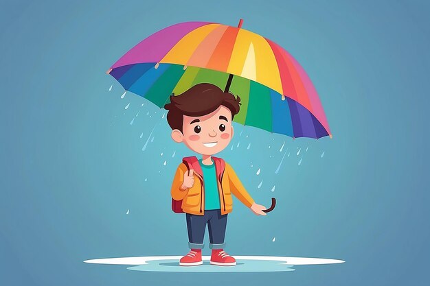 Photo rainbow umbrella shielding from selfcriticism vector art