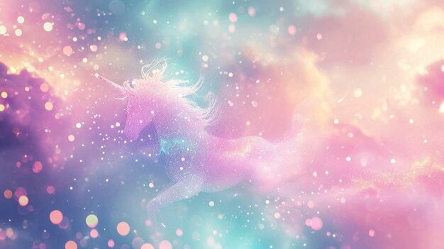 Rainbow unicorn background Pastel glitter pink fantasy galaxy kawaii abstract