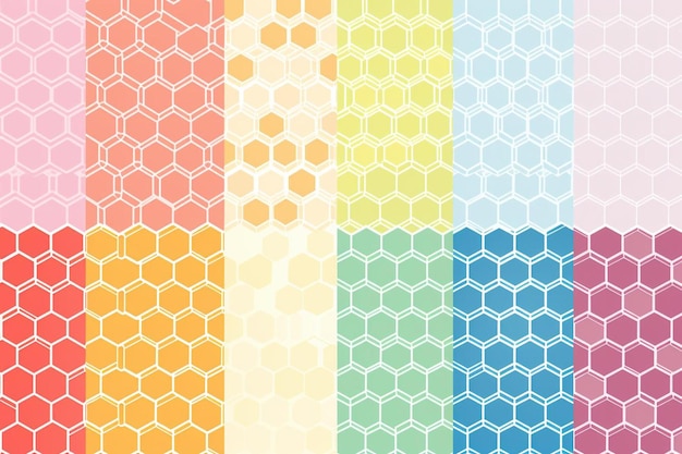 写真 虹のベクトル幾何学的なシームレスパターンのコレクション 現代の明るいカラフルな背景のセット