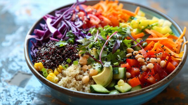 Rainbow Veggie en Quinoa Bowl vol kleur en versheid