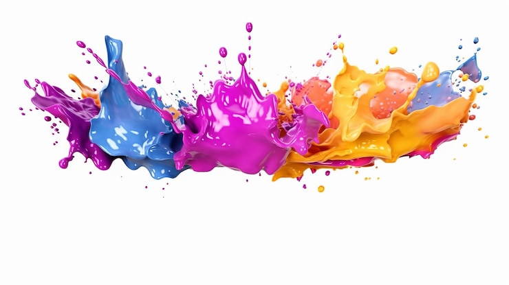 Foto rainbow verf splash geïsoleerd op witte achtergrond generatieve ai