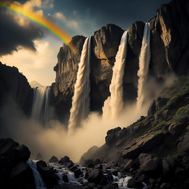 Rainbow over Victoria Falls generative ai