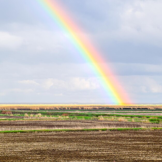 Foto una vista dell'arcobaleno del paesaggio nel campo formazione della