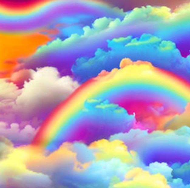 Photo rainbow wallpaper with clouds photo ai generated