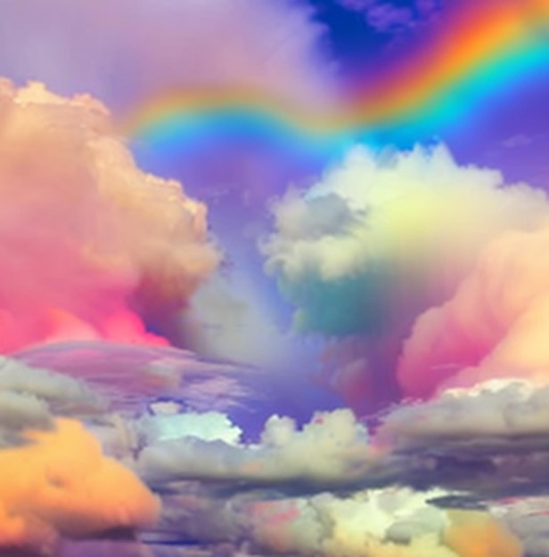 Photo rainbow wallpaper with clouds photo ai generated