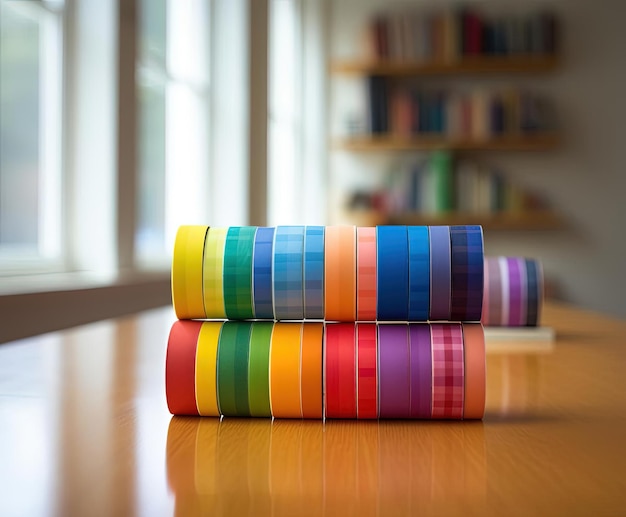 Photo rainbow washi tape multipack in the style of focus stacking