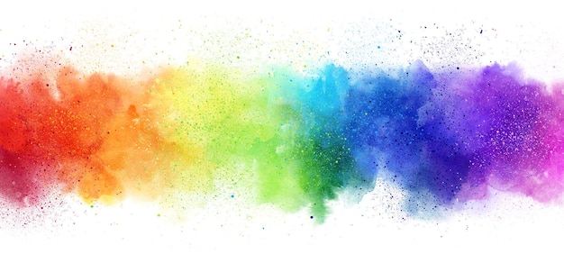 Rainbow watercolor banner background on white Pure vibrant watercolor colors Creative paint gradients fluids splashes and stains Abstract creative design background