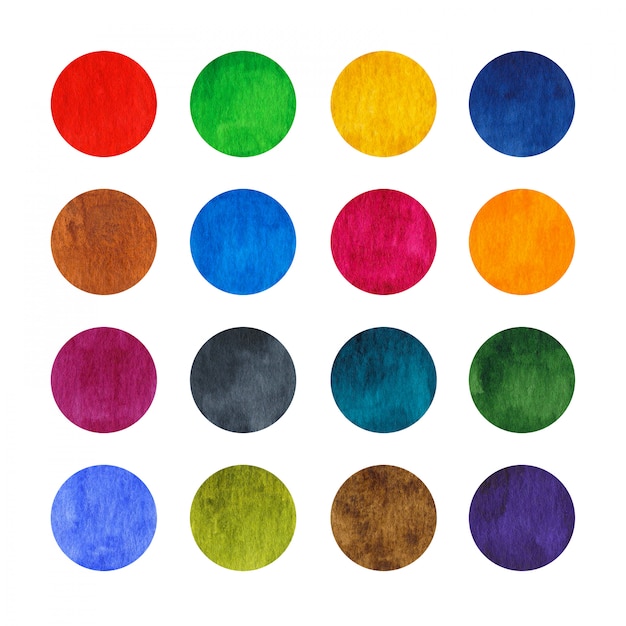 Rainbow watercolor circles set isolated