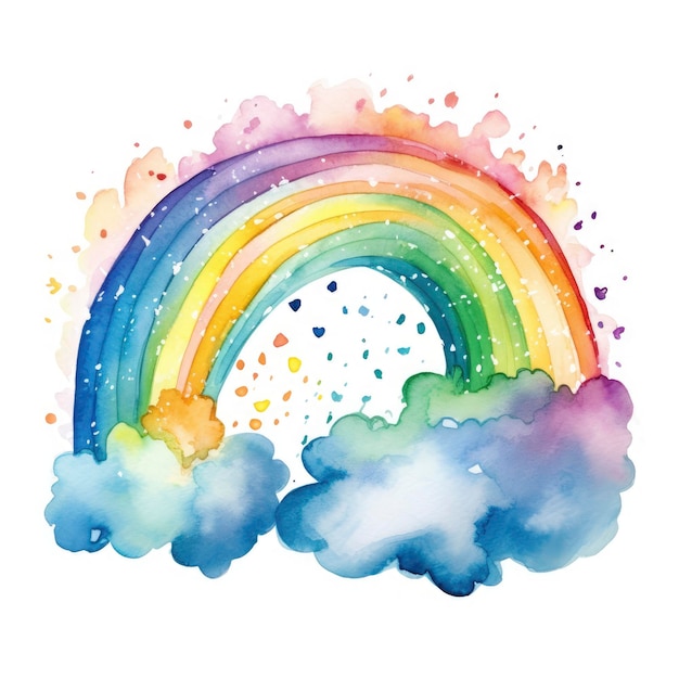 Foto acquerello dell'arcobaleno clipart