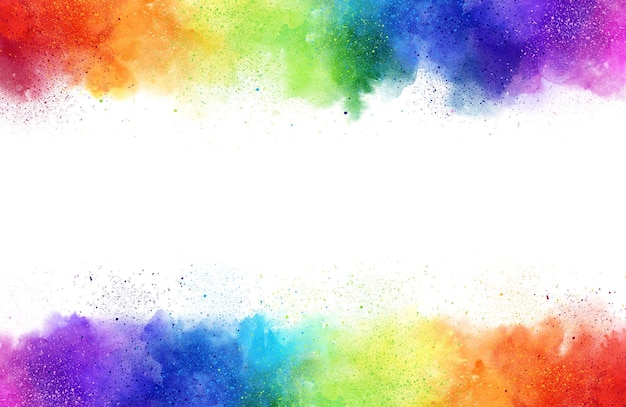 Photo rainbow watercolor frame background on white pure vibrant watercolor colors creative paint gradients fluids splashes and stains abstract creative design background